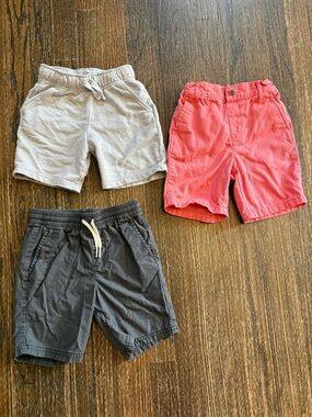 Set of Three Boys' Shorts - Gray, Charcoal, Coral